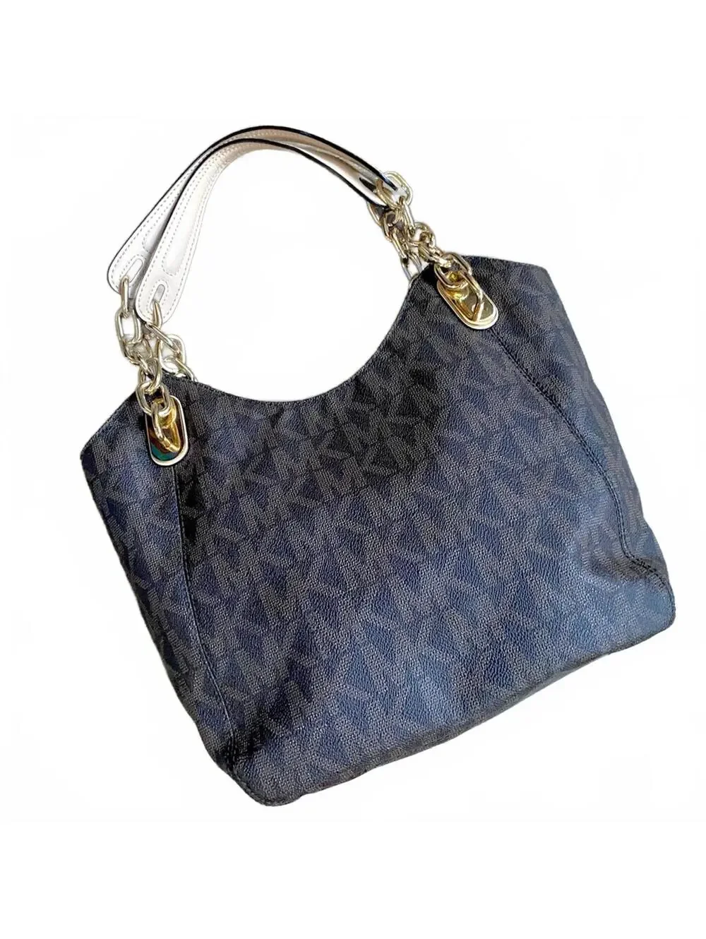 Michael Kors Lilly MK Monogram Chain Shoulder Tote Brown